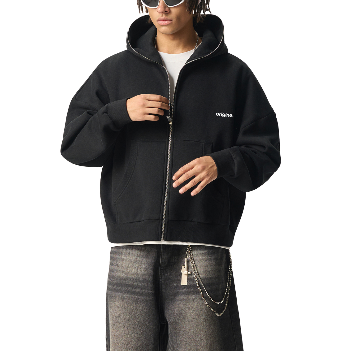 Full-Zip Boxy Hoodie
