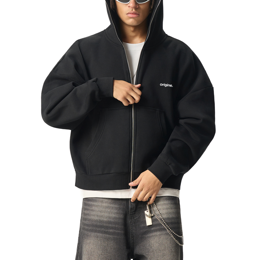 Full-Zip Boxy Hoodie