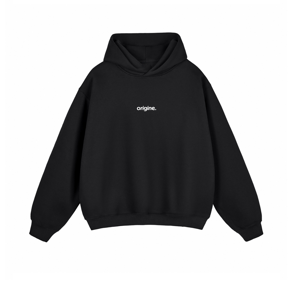 Unisex streetwear hoodie from Origine, minimalist oversized design in soft cotton, perfect for everyday wear. Designed for Dreamers – modern essential with subtle urban aesthetic.